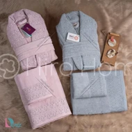 حوله ست دو نفره کاریزما رنگ نقرابی و صورتی روشن