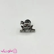 پیرسینگ گوش طرح اسکلت دزد دریایی نقره ای