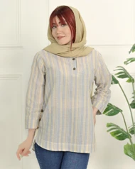 شومیز راه راه بغل دکمه زنانه 0887