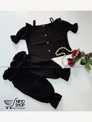 ست فشن (تاپ و شلوارک) دخترانه مشکی