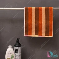 حوله دستی طرح رنگین کمان چند رنگ کرم قهوه ای