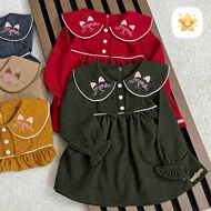 پیراهن دخترانه مخمل کبریتی مدل MEOW MEOW برند MANELY