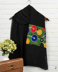 شال مشکی گل رنگی