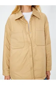 یقه پیراهن مفصل جیبی کت فصلی با دکمه های ضربه ای 3SAK20011EW