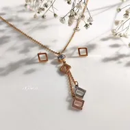 نیم ست لوزی سه رنگ (طلایی،سیلور،رز گلد)