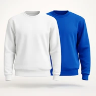 ست دورس کاپلی سه‌نخ پنبه خارخورده | مدل BASIC آبی و سفید برای زوج‌ها 💙🤍