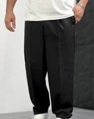 شلوار پارچه ای بگ مازراتی مشکی مردانه اورجینال دیلم