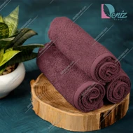 حوله دستی بسته سه عددی ساده رنگ عنابی