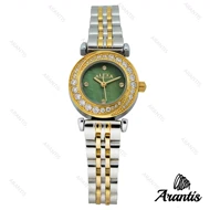ساعت الکسا 2000z زنانه دو رنگ طلایی صفحه سبز دورنگین w-10103