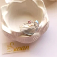 انگشتر نقره نگین صورتی