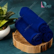 حوله دستی بسته سه عددی ساده رنگ آبی تیره