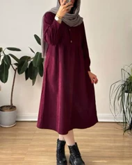 پیراهن مانتویی پاییزه آنیل جیب‌دار 4