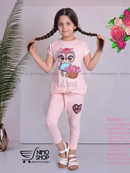 تیشرت و شلوارک دخترانه مدل جغد