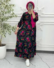 پیراهن ساحلی نخی ترکمنستان گل درشت 4151