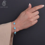 دستبند نقره نگین فیروزه