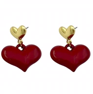 گوشواره زنانه مدل لاریسا طرح قلب آویز قرمز با جلوه طلایی