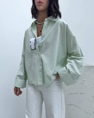 شومیز باکسی سبز ماچا برندH&m🍈
