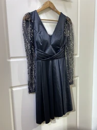 پیراهن میدی تور و ساتن