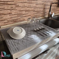 نمگیر ظروف آشپزخانه طرح خشتی رنگ طوسی روشن