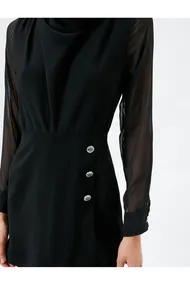 مینی شلوار کوتاه با دکمه یقه آستین بلند با جزئیات 4WAK40124UW