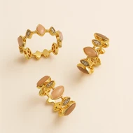 انگشتر ژوپینگ طلایی با نگین‌های شامپاینی و تراش مارکیز فری سایز