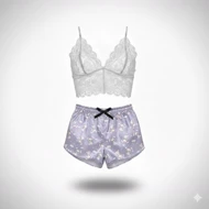 ست نیم‌تنه گیپور و شلوارک طرح خرگوش 031