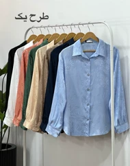 شومیز ساتن جلو دکمه دریا