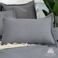 روبالشی بیسیک هتلی راه راه بسته دو عددی (طوسی روشن)