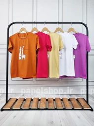 تیشرت نخ پنبه یقه گرد طرح زرافه