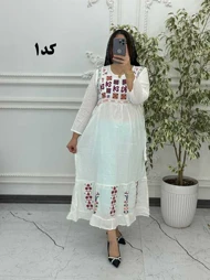 پیراهن آستین بلند گلدوزی گلناز 6069