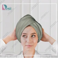 حوله سر طرح ساده مدل کلاه پیچ رنگ طوسی سبز