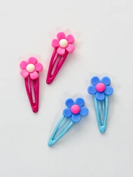 گیره مو تق تقی گل‌دار بسته دو عددی