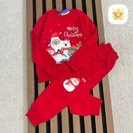 بلوز شلوار یلدایی ( دختر و پسر ) جنس عالی پنبه طرح بابانوئل مناسب 1 تا 4 سال