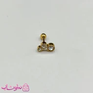 پیرسینگ گوش زنانه طلایی طرح سه نگین