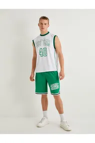 شعار شلوارک بسکتبال چاپ شده کمر الاستیک 4SAM40086MK