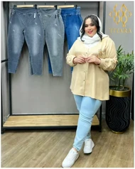 شلوار جین سایز بزرگ اسکینی گن دار