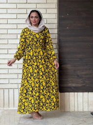 پیراهن نخی طرح گل‌دار #7057