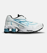 کفش کتانی مردانه سفید آبی نایک NIKE x SUPREME shox ride 2 مدل 7056