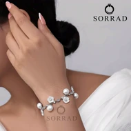 دستبندگل مروارید نقره