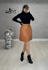 دامن پلیسه چرم زنانه