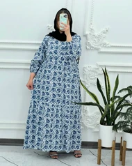 پیراهن لینن طرح برگ 3985