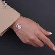 دستبند نقره طرح گل صدف