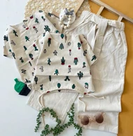 کراپ شلوار دخترانه کاکتوس لینن