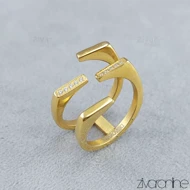 انگشتر زنانه طرح طلا دولاین نگینی 30168