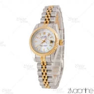 ساعت رولکس دیت جاست زنانه صفحه سفید صدفی ایندکس خطی اسمال 105808