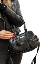 کیف دوشی زنانه مشکی دو جیب