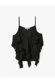 پارچه Crepe v -neck تسمه ریز با بلوز بند TYCF675C50B910B600