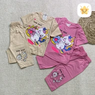 تیشرت شلوارک دخترانه طرح یونی کرن گلدوزی 2 تا 10 سال