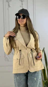 پالتو چهار جیب کمر کش زنانه