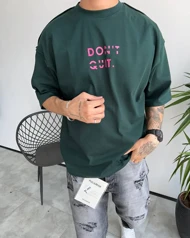 تیشرت یقه گرد سبز DONT QUIT